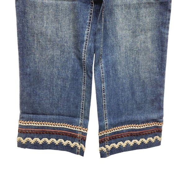 Guy Giuliana Embroidered cropped Ankle Leg Jeans Size 4 Dark Blue - Picture 8 of 15
